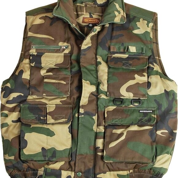Renegader Sportswear Men's Multiple Pocket Water Resistant Camo Fleece Vest XL - Picture 1 of 14